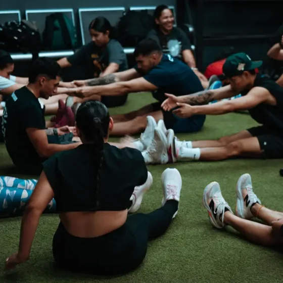 Stretching circle on the turf